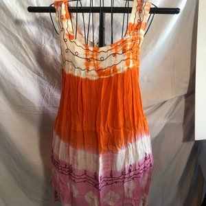 NWT Cleopatra Orange & Pink One Size Sleeveless Sundress